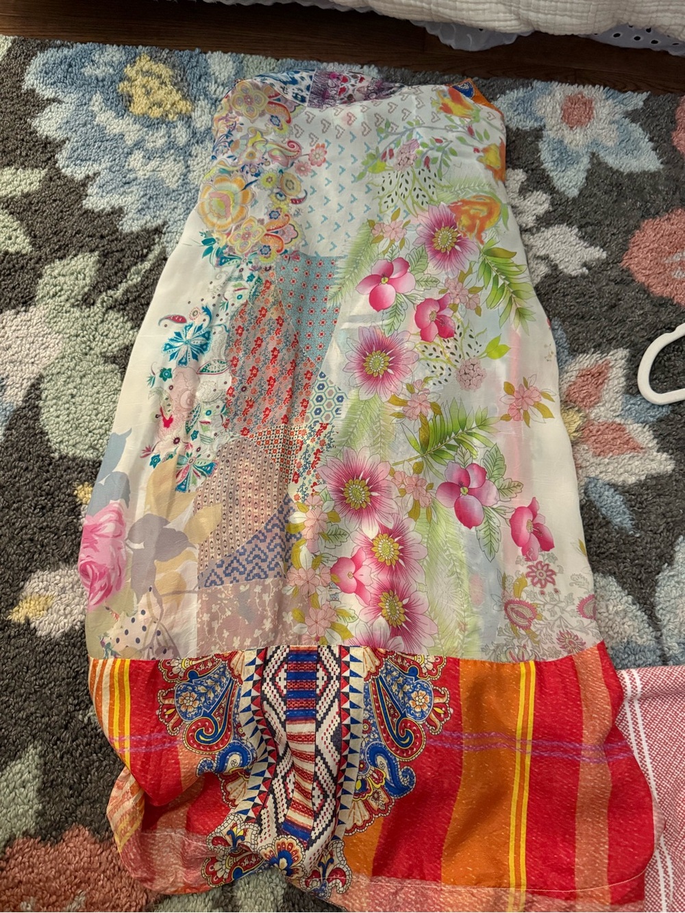 Johnny Was Multicolor Patchwork Floral Kimono - Red, Blue, Green, Yellow, Pink - Picture 2 of 3